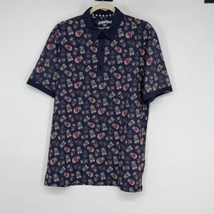 Tattoo Golf Sugar Skulls Polo Shirt Mens Small Navy Blue Performance Golf Top